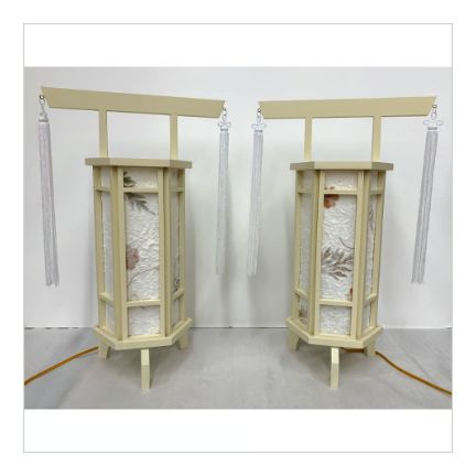 【新品・未使用品】　盆提灯　創作行灯　千寿　花の舞1号　一対(2本)　高さ49,5cm　【送料無料】【web特別価格】