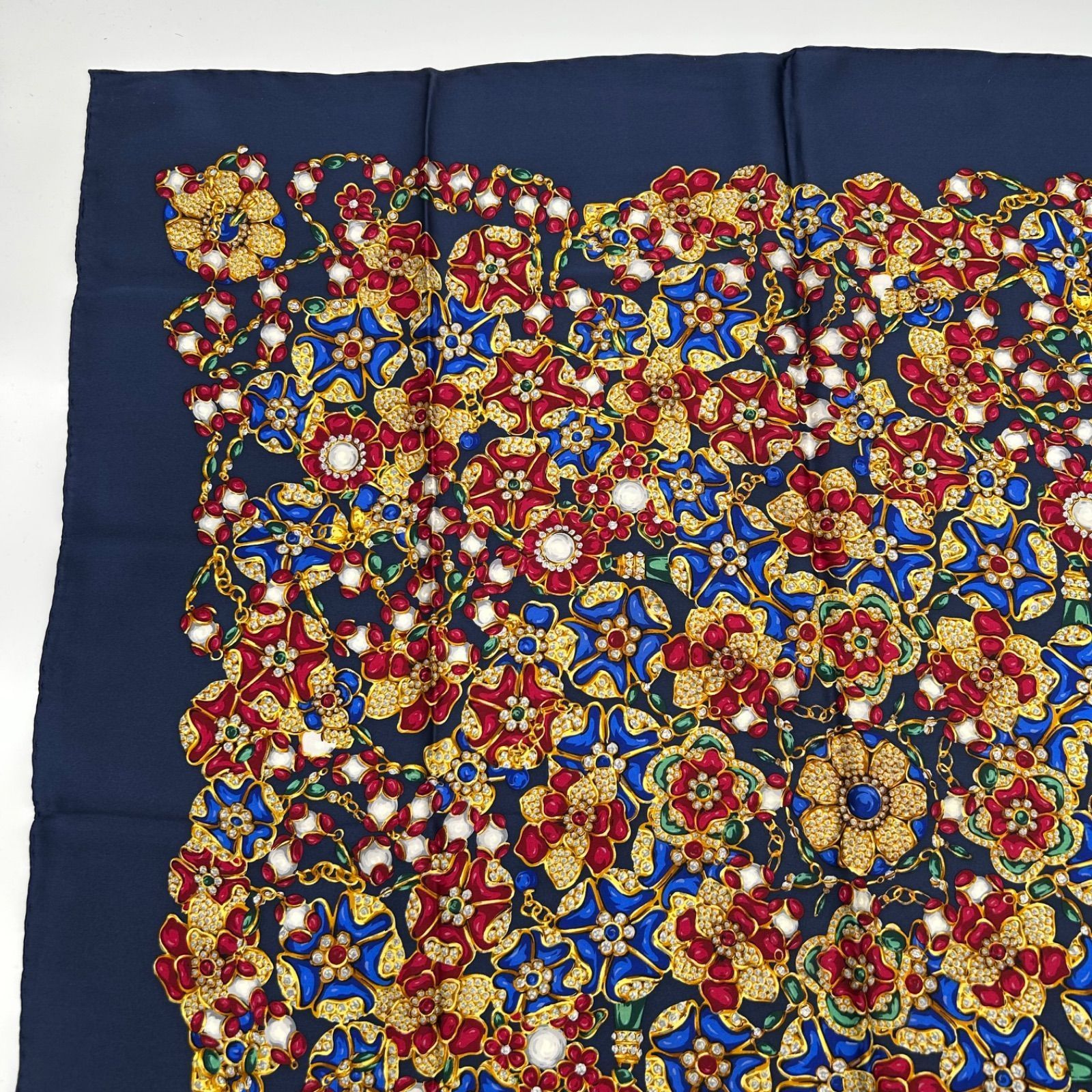 極美品】CHANEL シャネル ジュエリー 宝石 花 スカーフ シルク