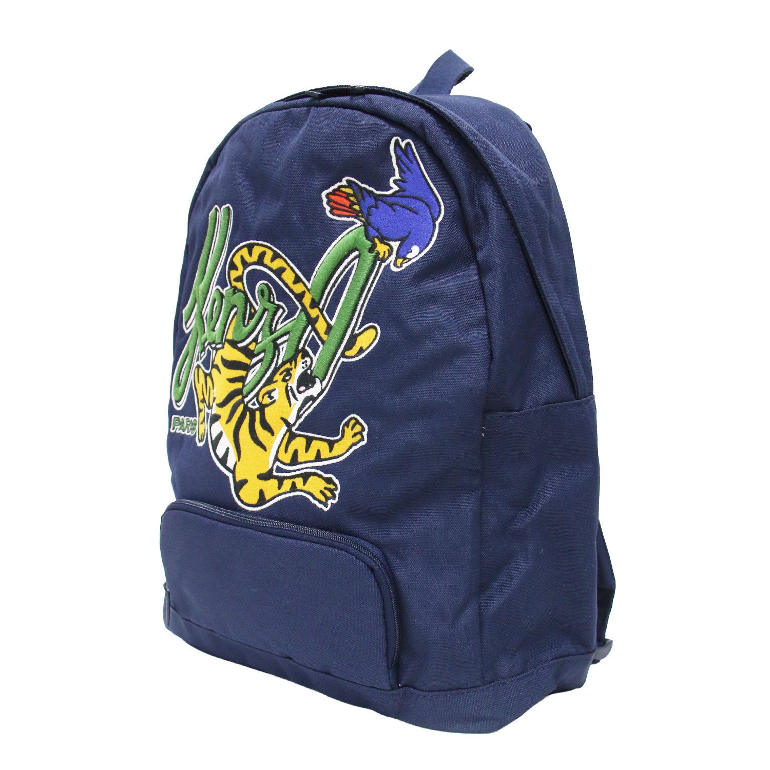 【美品】KENZO ケンゾー バッグ ネイビー 紺 エンブロイダリー キャンバス バックパック Blue Jungle リュック 刺繍 アニマルモチーフ ブランドロゴ カバン 軽量【レディース】【中古】