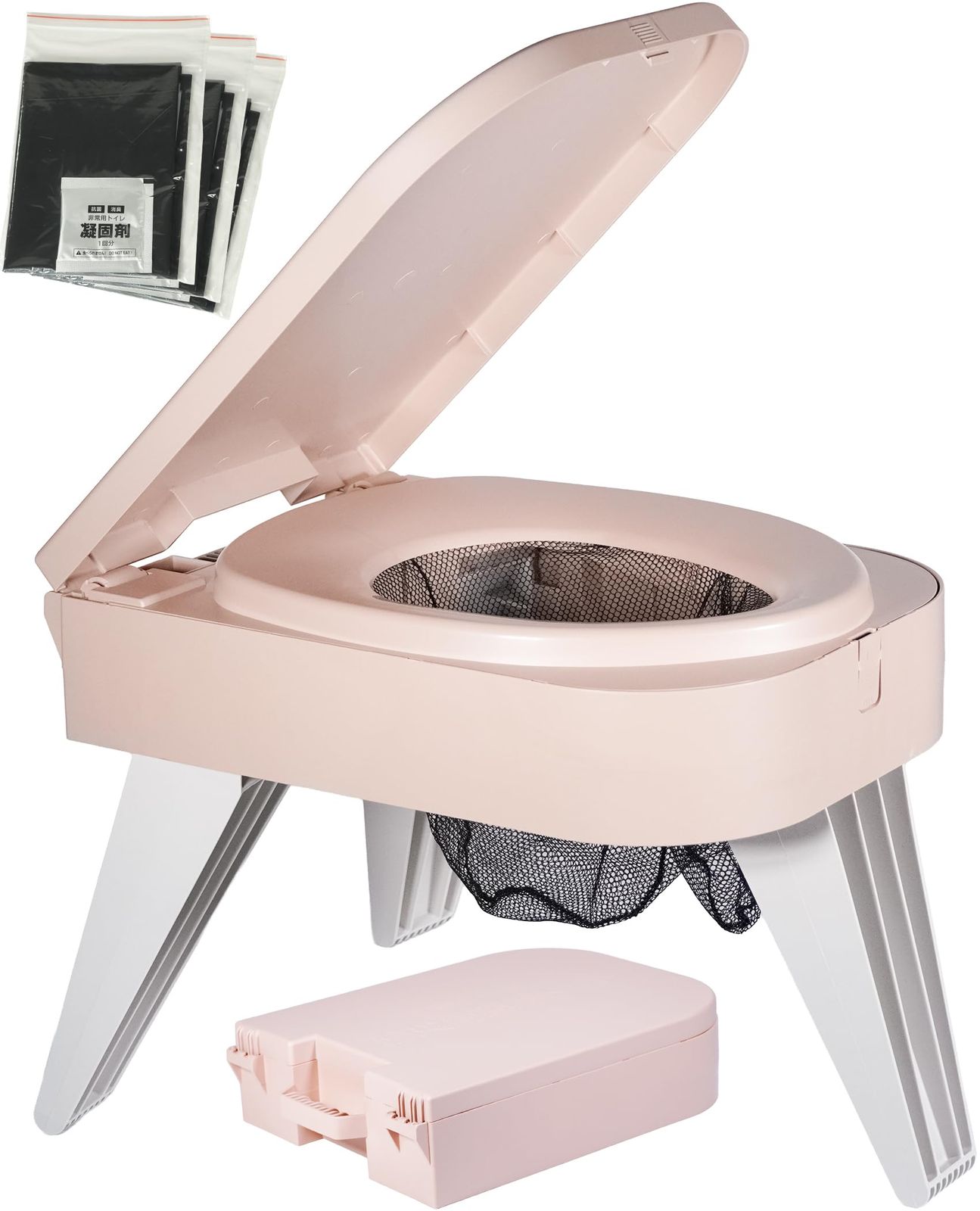msFUTUREFOX 【防災士推奨】 簡易トイレ 防災トイレ ポータブルトイレ トイレキット付属 (トイレ（ピンク）（本体）) | 家庭用トイレと同じ形状,快適な座り心地,お子様からお年寄りまで安心して使える,三脚構造,取っ手付きで持ち運びも簡単,10秒で組 12,269円