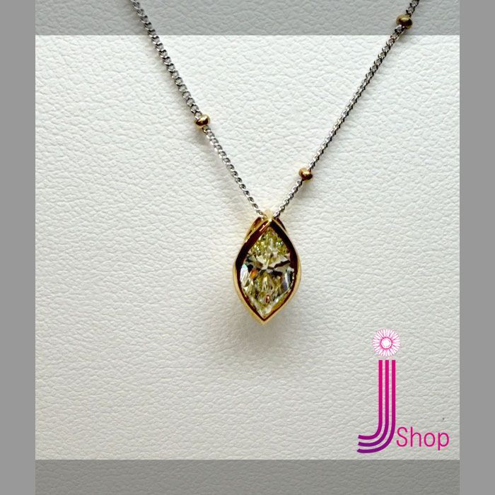 【マーキースカット?‬】K18/K18WG ダイヤモンド 1.018ct プチネックレス