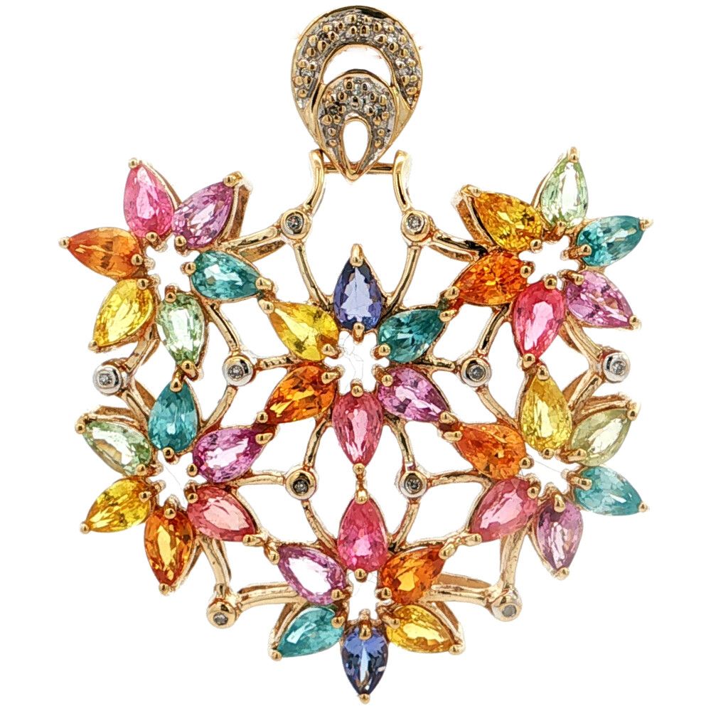 8.54ct Rocks & Co. ロックス アンド コー バラエティカラー マルチストーン ダイヤモンドペンダントトップ K9 375-8.7g ゴールド【♀】【N】【レディース】★■620684【中古】