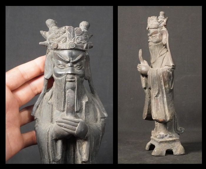 銅器　仏像　清時代　唐物　中国美術　賢人　神仏　賢者像　龍王五爺造　銅器　2,9kg　古玩