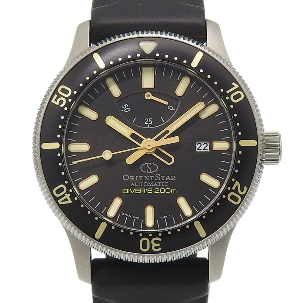 【本物保証】 超美品 オリエントスター ORIENT STAR ダイバー200m F6N4 UAF0 黒文字盤 SS/ラバー 自動巻 オートマ 約44ミリ メンズ 腕時計