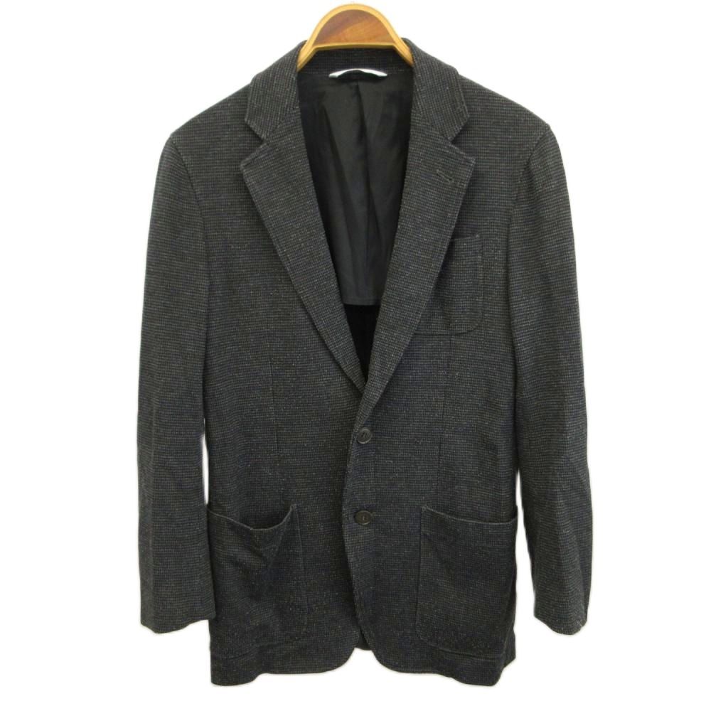 アルマーニ コレツィオーニ ARMANI COLLEZIONI テーラードジャケット ブレザー シングル 2B 背抜き ノーベント 48 L 黒 ブラック /XZ ■GY18