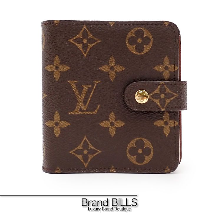 未使用品 LOUIS VUITTON ルイ・ヴィトン コンパクトジップ 二つ折り財布 M61667 モノグラムキャンバス ブラウン レディース
