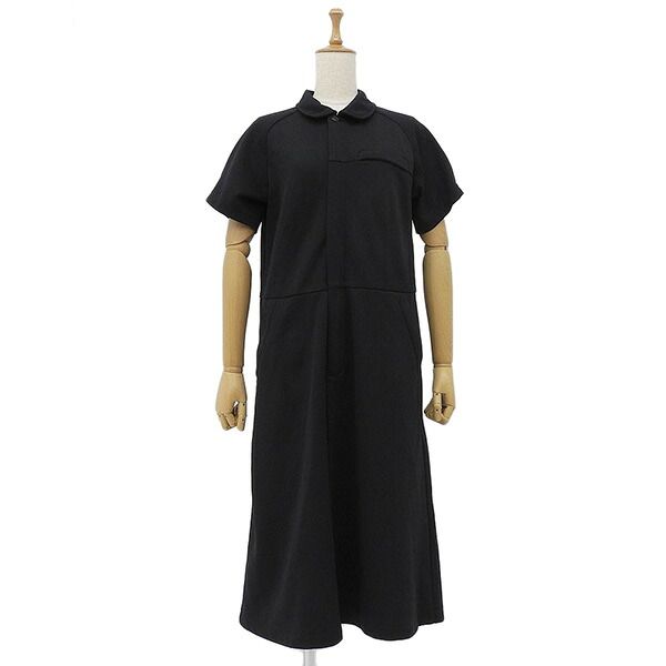 COMME des GARCONS COMME des GARCONS コム デ ギャルソン コム デ ギャルソン RP-O006 サイズL ポリエステル ファスナー 半袖 ひざ丈 ワンピース レディース ネイビー YB0262 【中古】