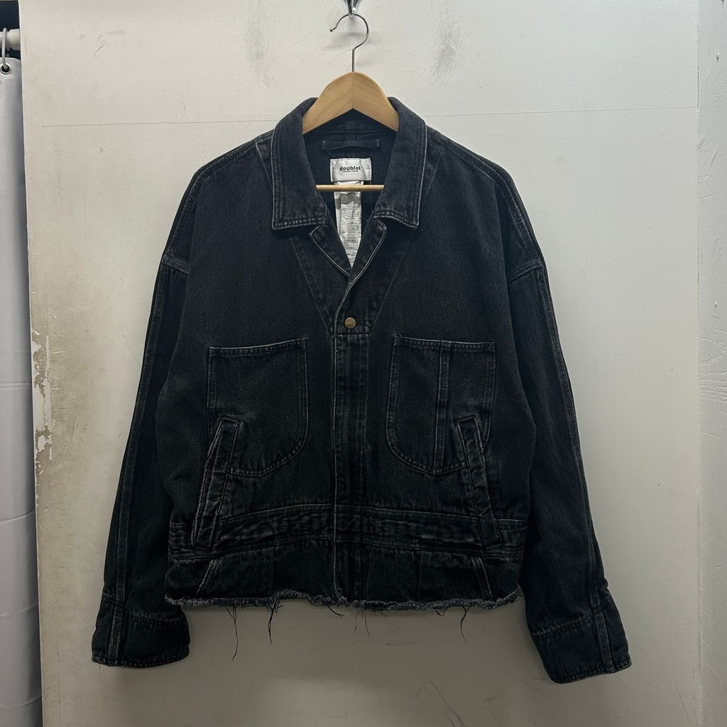 doublet 18ssジャケット 黒 doublet ダブレット 18SS SILK DENIM BLOUSON CUT OFF JUMP SUIT