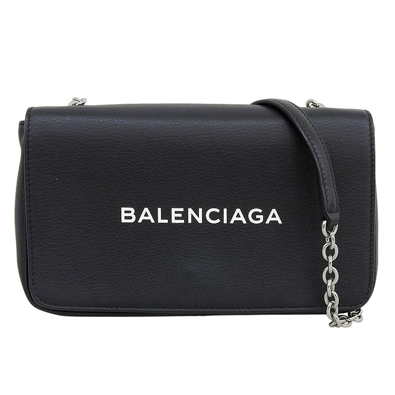 バレンシアガ BALENCIAGA エブリデイ チェーンウォレット ショルダーバッグ レザー ブラック 502027 中古 新入荷 OB2894
