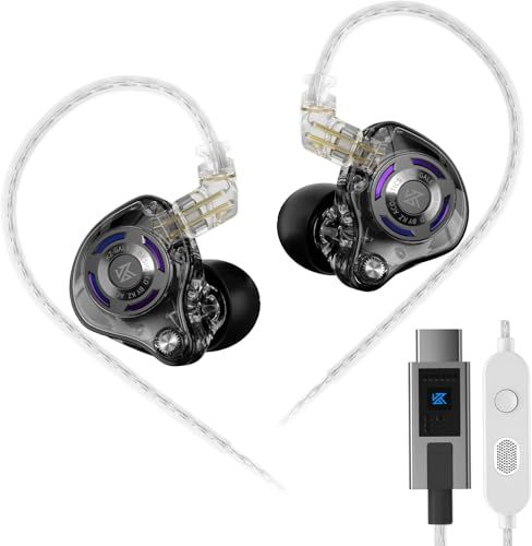 KZ Gale Gaming Earphones Type C with Microphone, DSP, Low Latency, High Resolution Compatible, Easy to Hear Footsteps, 36dB Sound Isolation, Black | Gaming Earphones, Canal Type, Wired Earphones, Positioning Sensitive, Cable Compatible, 0.78mm2pin, Clear Sound E