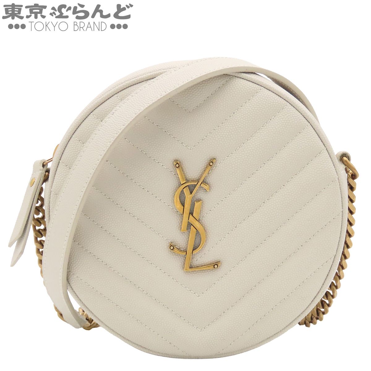 サンローラン SAINT LAURENT ヴィニル 610436 ライトグレー レザー ジェブロン ショルダーバッグ レディース 101886097