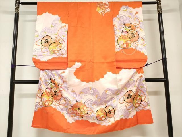平和屋着物[]七五三　女の子　７歳　祝着　四つ身　駒刺繍　鼓糸車花文　金彩　DABJ3062ea 17,316円