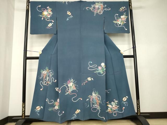 平和屋着物●訪問着 友禅 草花文 正絹 逸品 AABL3695ck