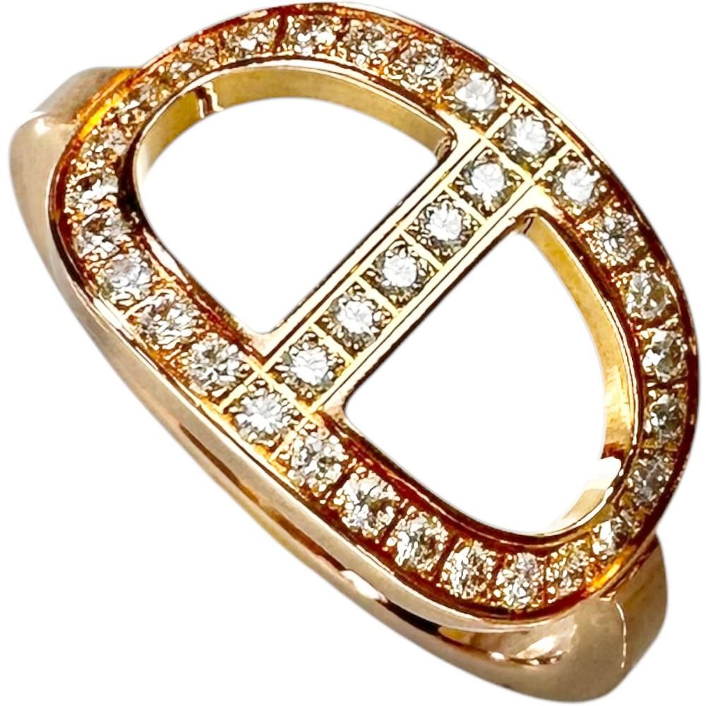 8.5号 【HERMES/エルメス】シェーヌダンクル コントゥールMM ダイヤモンド33石 0.21ct リング・指輪 K18PGピンクゴールド 18金 3.3g 49 レディース 【中古】【真子質店】【GD】