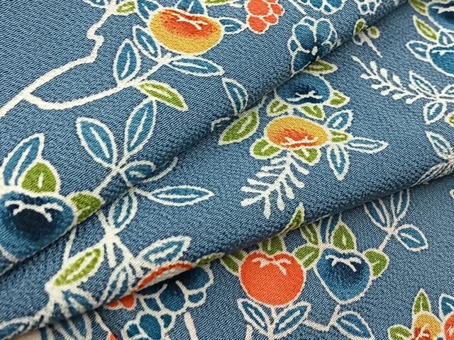 平和屋着物●上質な小紋　型染め　草花文　鬼しぼ縮緬　正絹　逸品　未使用　BAAY5435yc 30,420円