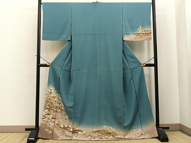 平和屋着物●訪問着　雲隠れ草花文　暈し染め　金彩　正絹　逸品　未使用　BAAY6172hj 27,040円
