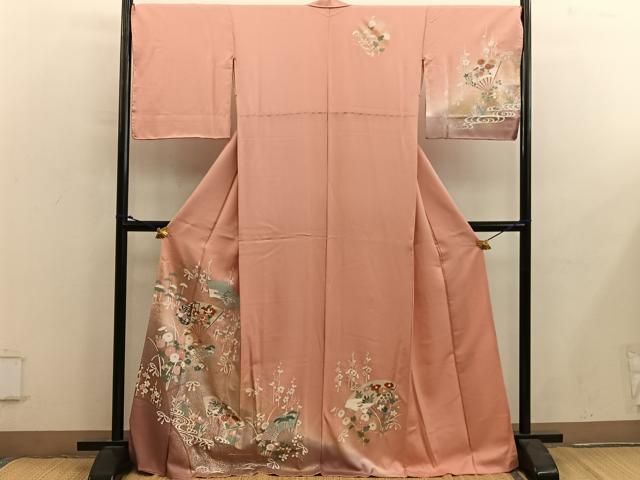 平和屋着物●訪問着　扇面御所車花文　暈し染め　金彩　正絹　逸品　BAAY0193mz 28,730円
