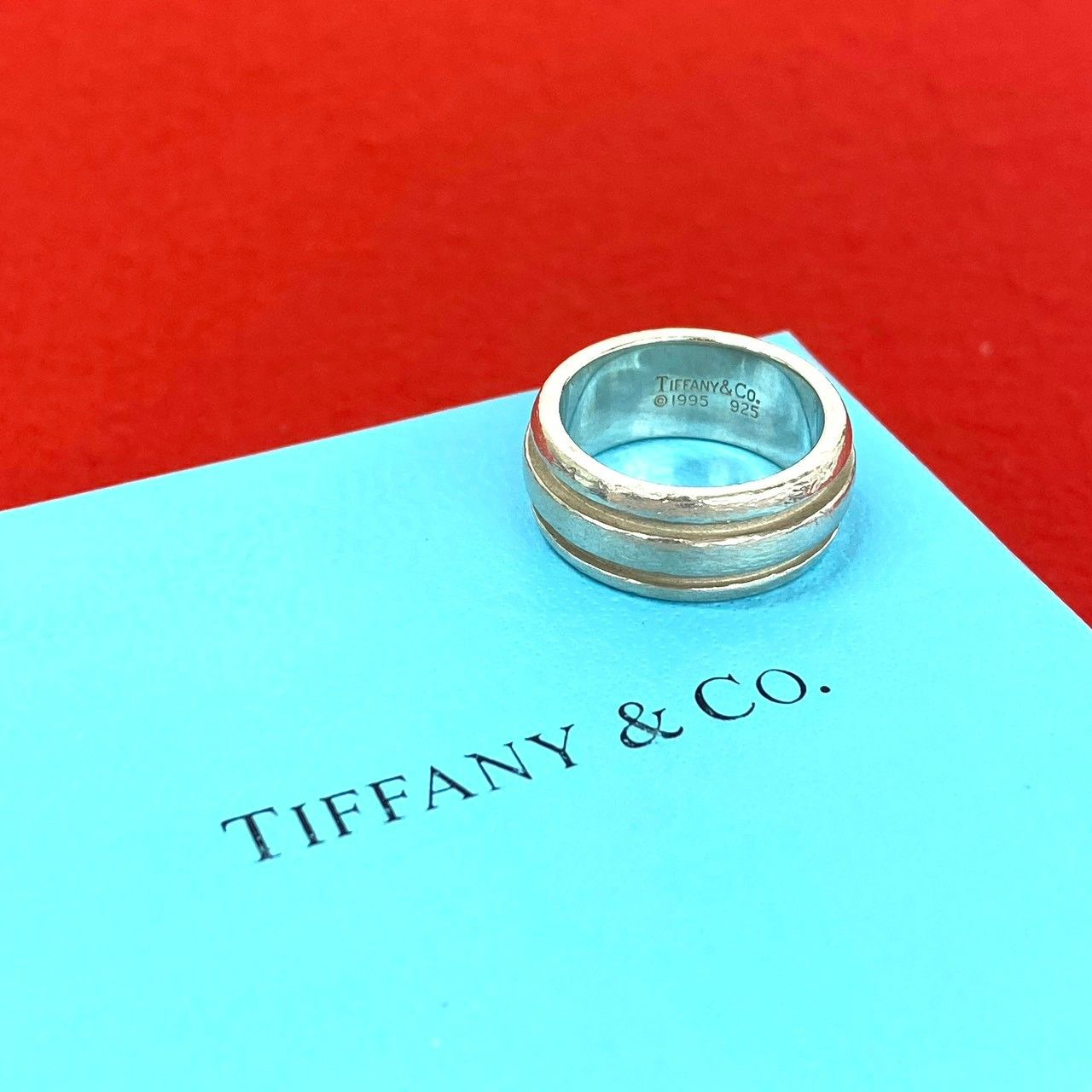 極 美品 TIFFANY&Co. ティファニー グルーブド ダブルライン リング 