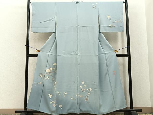 平和屋着物●京加賀友禅　百貫達雄　訪問着　枝花文　暈し染め　正絹　逸品　BAAY6048hj