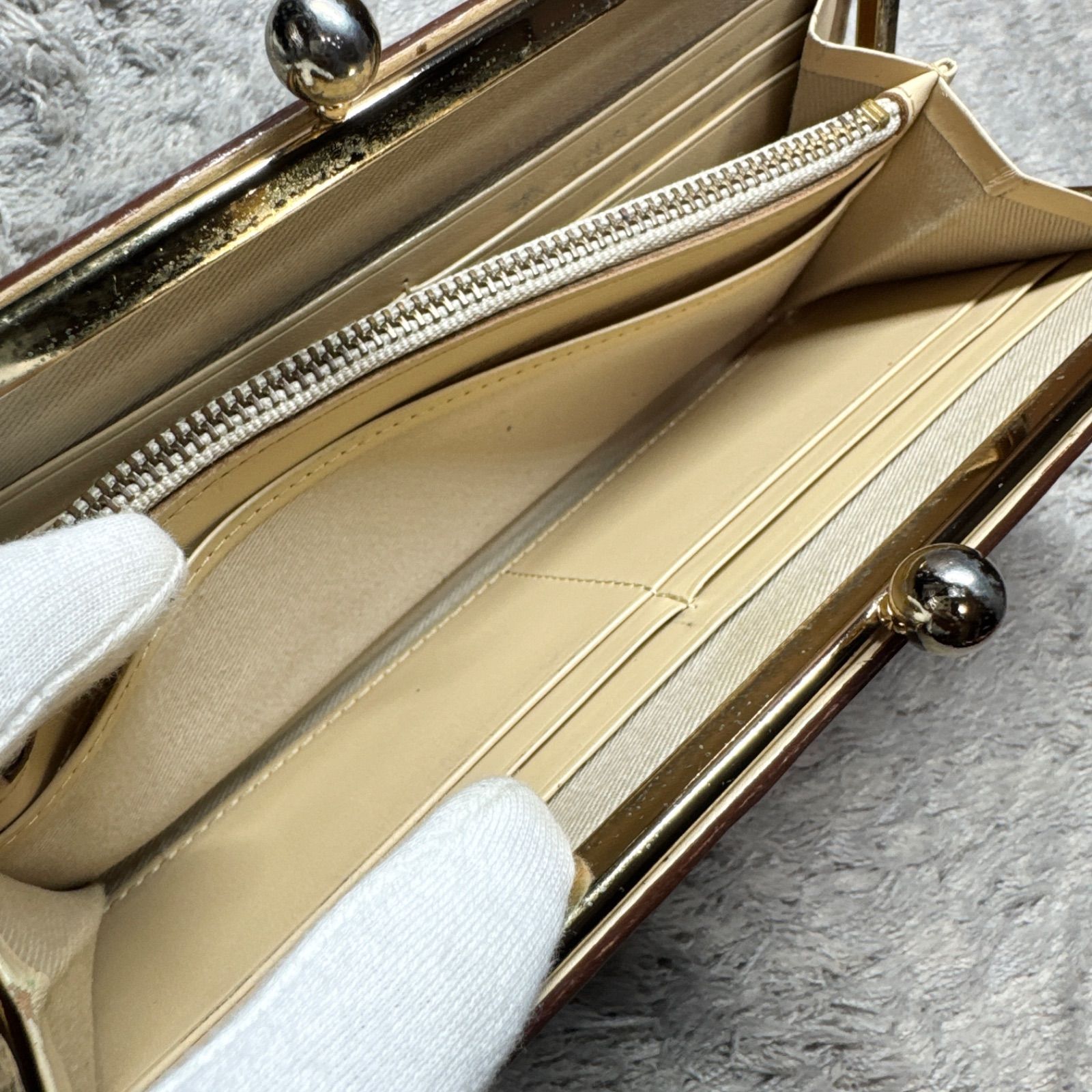 アンメートルキャレ 1 metre carre 長財布 がま口 クロコ型押し レザー 
