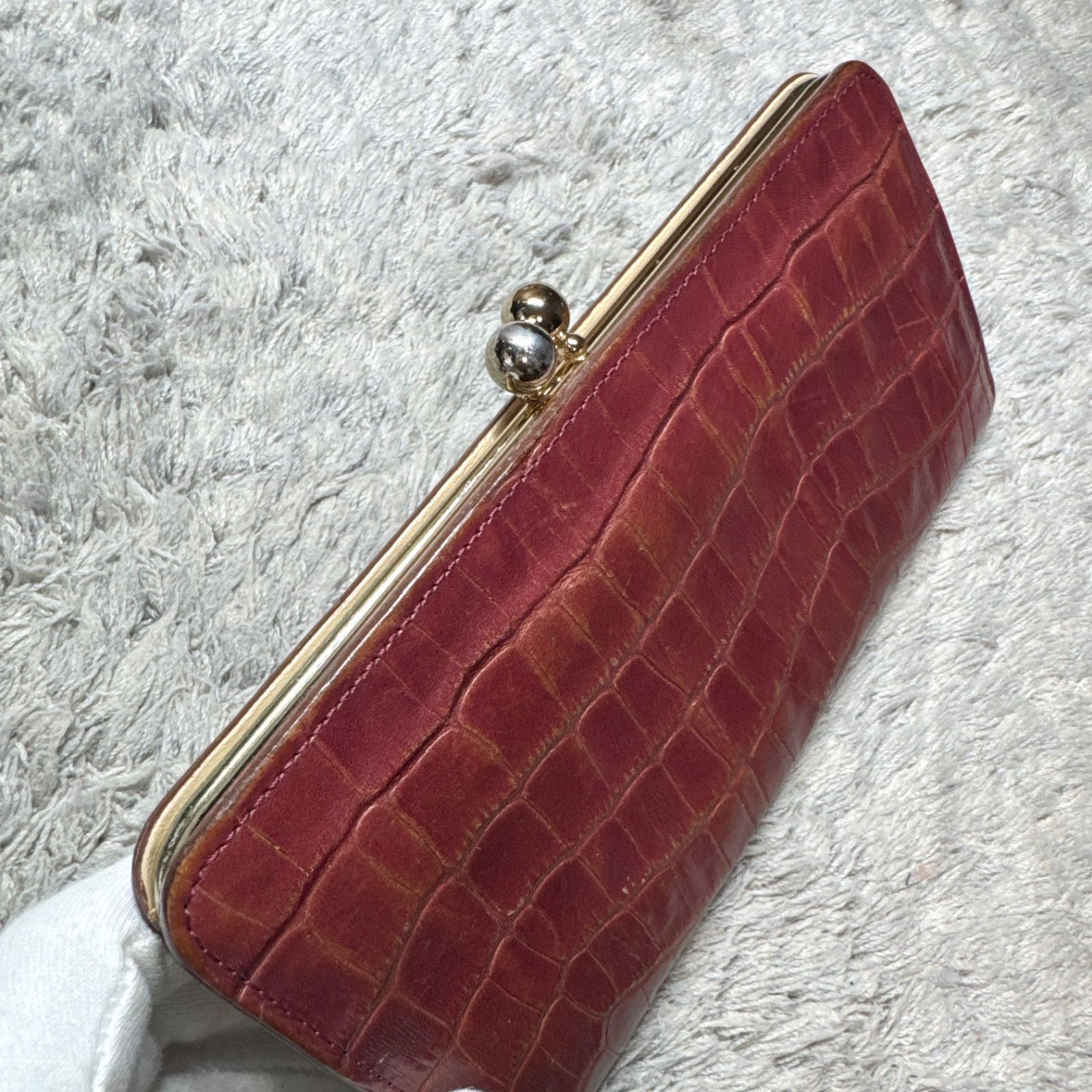 アンメートルキャレ 1 metre carre 長財布 がま口 クロコ型押し レザー 