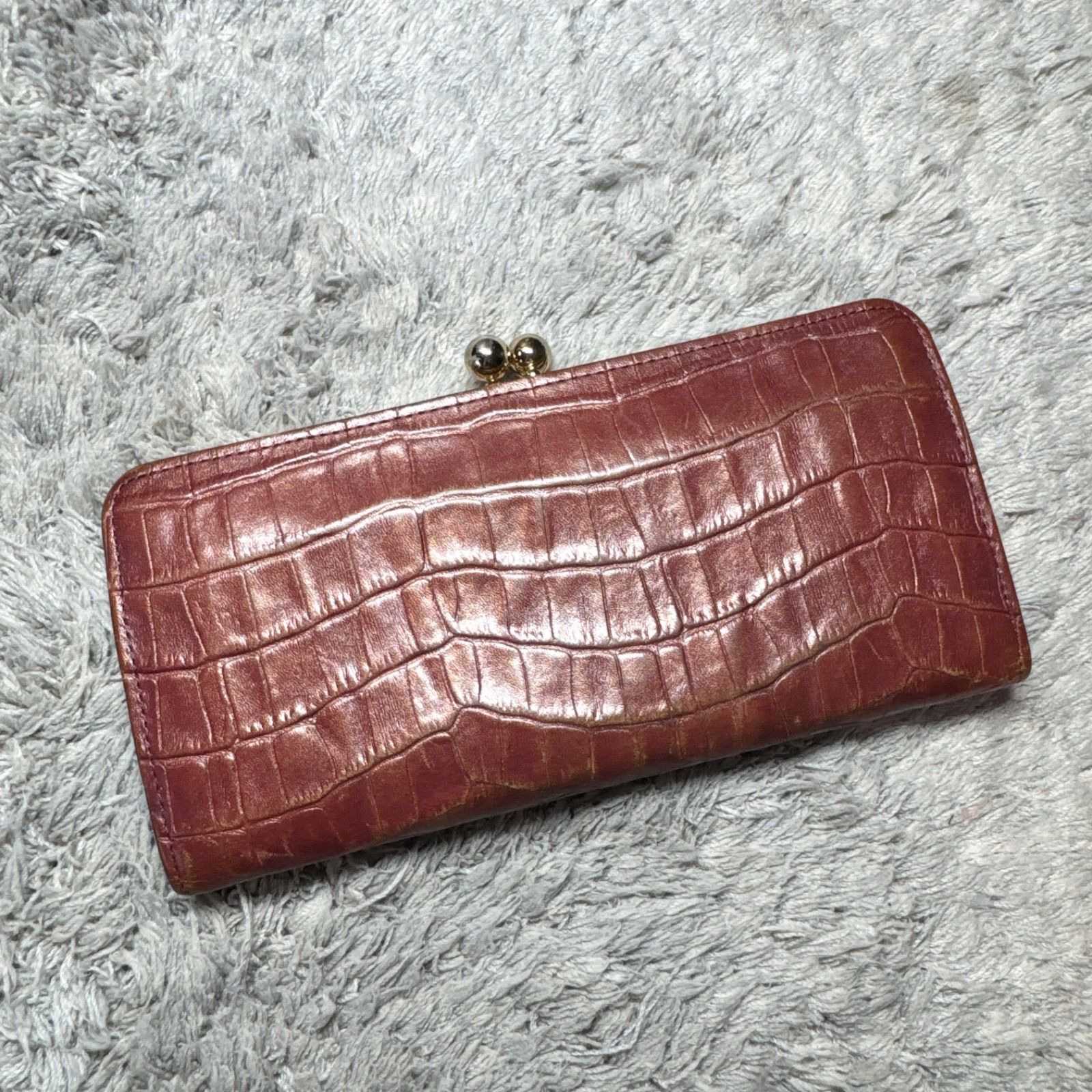アンメートルキャレ 1 metre carre 長財布 がま口 クロコ型押し レザー 