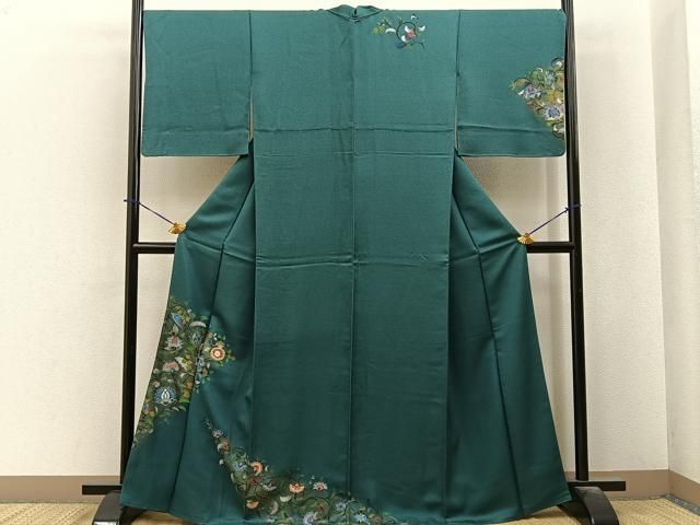 平和屋着物●訪問着　更紗花唐草文　金彩　正絹　逸品　BAAY6062hj