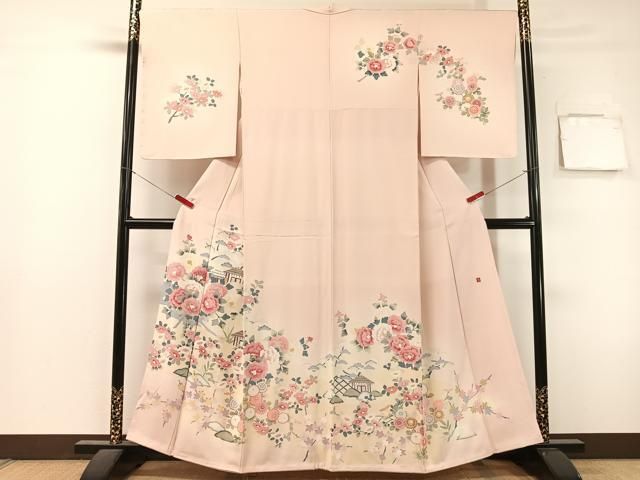 平和屋着物●訪問着　友禅　作家物　風景花文　暈し染め　正絹　逸品　未使用　CABL0033vp