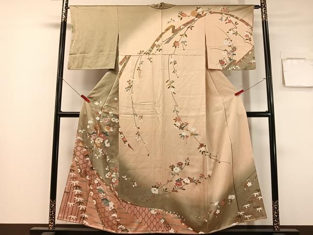 平和屋着物●訪問着　駒刺繍　花筏文　暈し染め　金彩　正絹　逸品　CABL0037vp 27,040円
