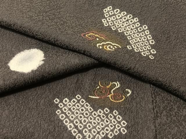平和屋着物●上質な小紋　刺繍　絞り　雲取り文　正絹　逸品　CABL0061vp