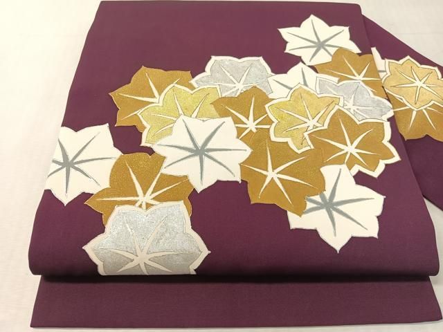 平和屋着物●塩瀬　九寸名古屋帯　楓尽くし　金銀彩　正絹　逸品　CABL0084vp 15,392円