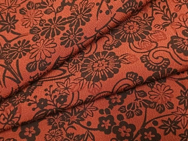 平和屋着物●上質な小紋　型染め　草花文　正絹　逸品　AABL2874fy