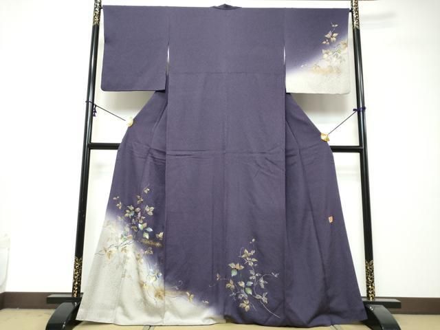 平和屋着物●和紙染染色作家・植村彩弘　訪問着　蔦の葉文　暈し染め　金銀彩　やまと誂製　正絹　逸品　DABI2979ud
