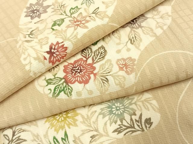 平和屋着物●上質な小紋　型染め　花唐草文　正絹　逸品　未使用　AABK8057fy 21,840円