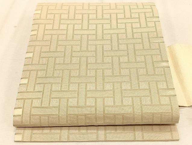 平和屋着物＊夏物　九寸名古屋帯　櫛織り　幾何学文様　正絹　逸品　CABK1527fb 32,110円