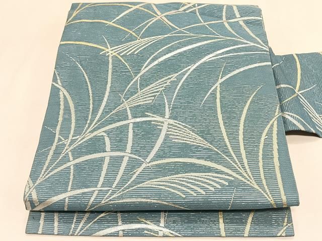 平和屋着物＊夏物　九寸名古屋帯　芒文　金銀糸　正絹　逸品　CABK1570fb