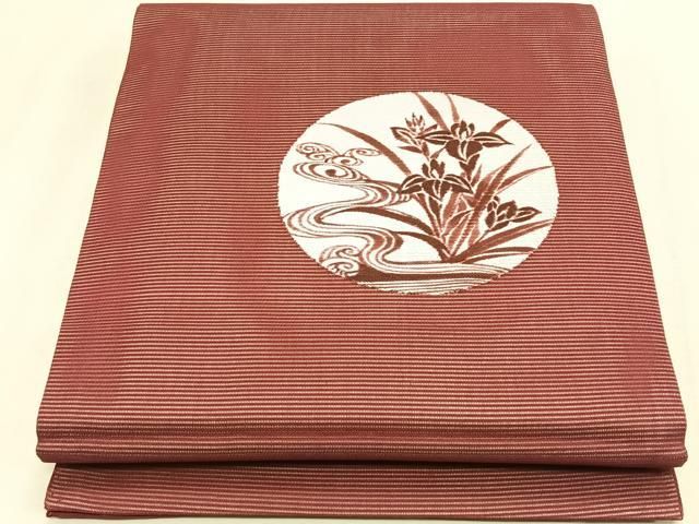 平和屋着物*夏物 九寸開き名古屋帯 流水杜若 正絹 逸品 CABK1576fb