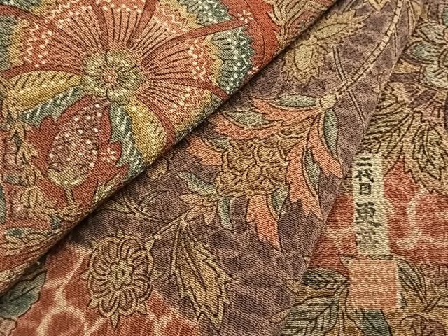 平和屋着物●二代目更甚　江戸更紗　小紋　更紗花文　鬼しぼ縮緬　近鉄百貨店扱い　正絹　逸品　未使用　AABK7999fy