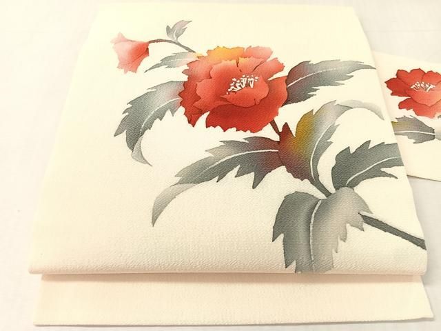 平和屋着物●九寸名古屋帯　ろうけつ染　草花文　鬼しぼ縮緬　正絹　逸品　CABK4678vp 20,306円