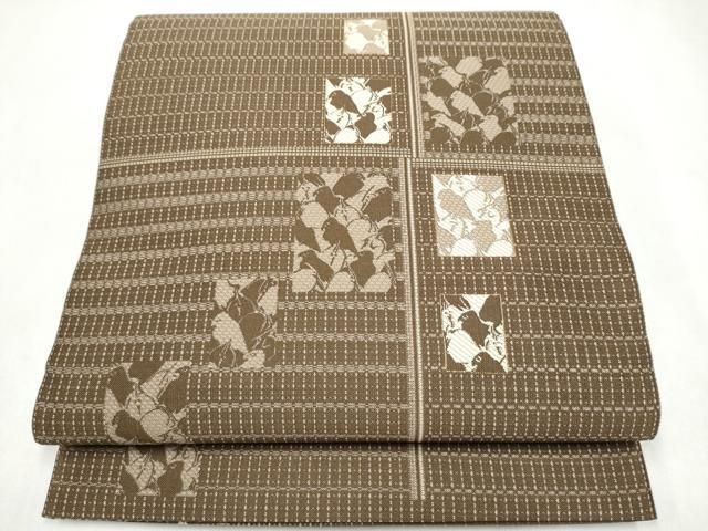 平和屋着物●全通柄袋帯　紹巴　抽象文様　金糸　正絹　逸品　CABK5994hy