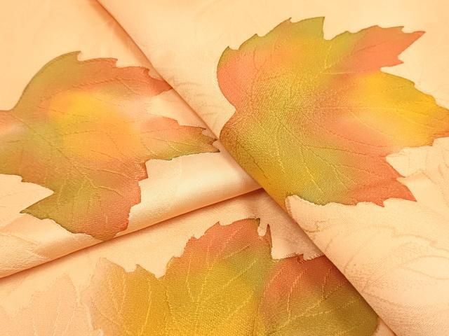 平和屋着物●上質な小紋　草葉文　暈し染め　地紋起こし　正絹　逸品　DABI4343du