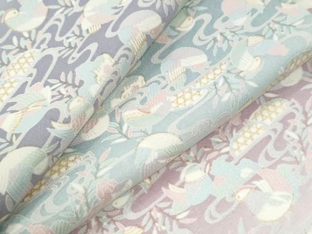平和屋着物●上質な小紋　流水籬鴛鴦文　暈し染め　金彩　正絹　逸品　CABI3427yc