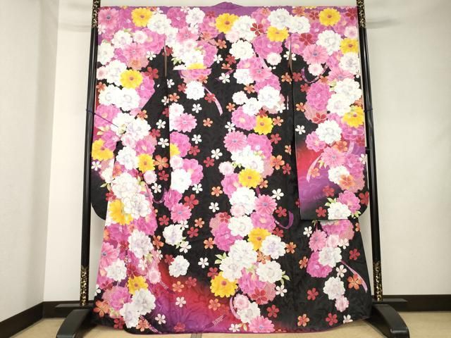 平和屋着物●豪華振袖　刺繍　雪輪花文　金銀糸　金彩　銀通し地　正絹　逸品　AABL0001ck