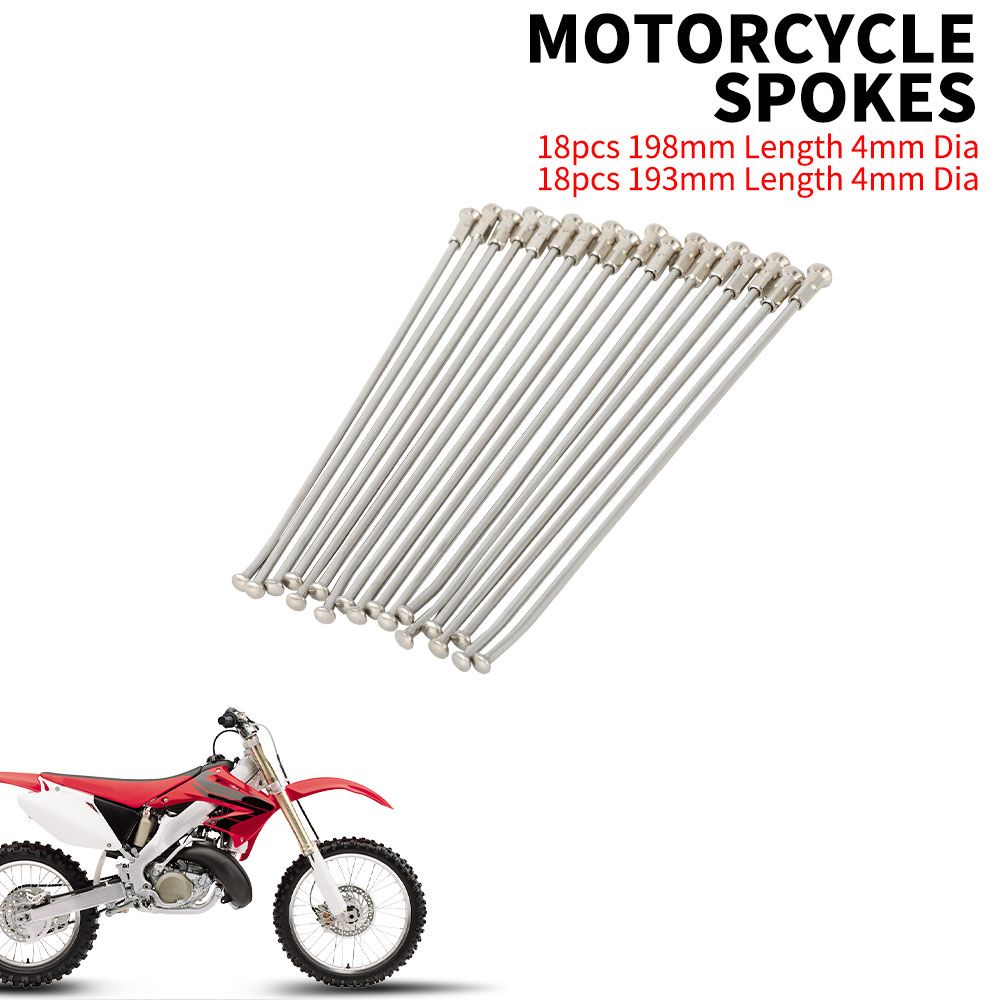 JFGRACING ホンダ CR125R CR250R CR500R CRF250R CRF250X CRF450R CRF450X対応 スチールスポーク＆ニップル 36本セット 198mm/193mm 直径4mm