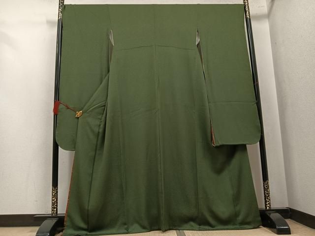 平和屋着物●豪華振袖　色無地　藍海松葉色　鈴乃屋扱い　正絹　逸品　AABK9967ph