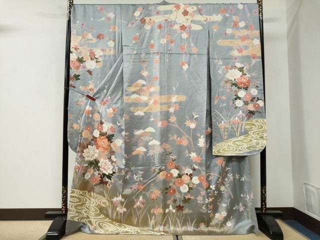 平和屋着物●豪華振袖　駒刺繍　流水草花文　暈し染め　金彩　正絹　逸品　CABI3151yc 35,490円