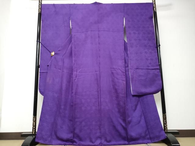 平和屋着物●豪華振袖　紗綾型地紋　紫紺色　正絹　逸品　DABI2306ud