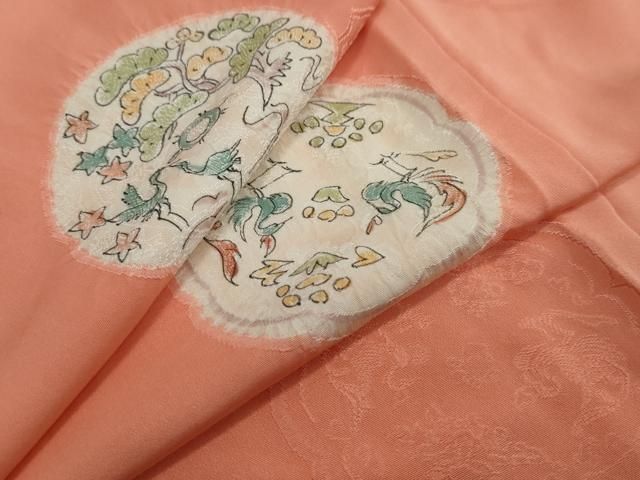 平和屋着物●上質な小紋　絞り　地紋起こし　花鳥絵皿文　正絹　逸品　DABI2397ud