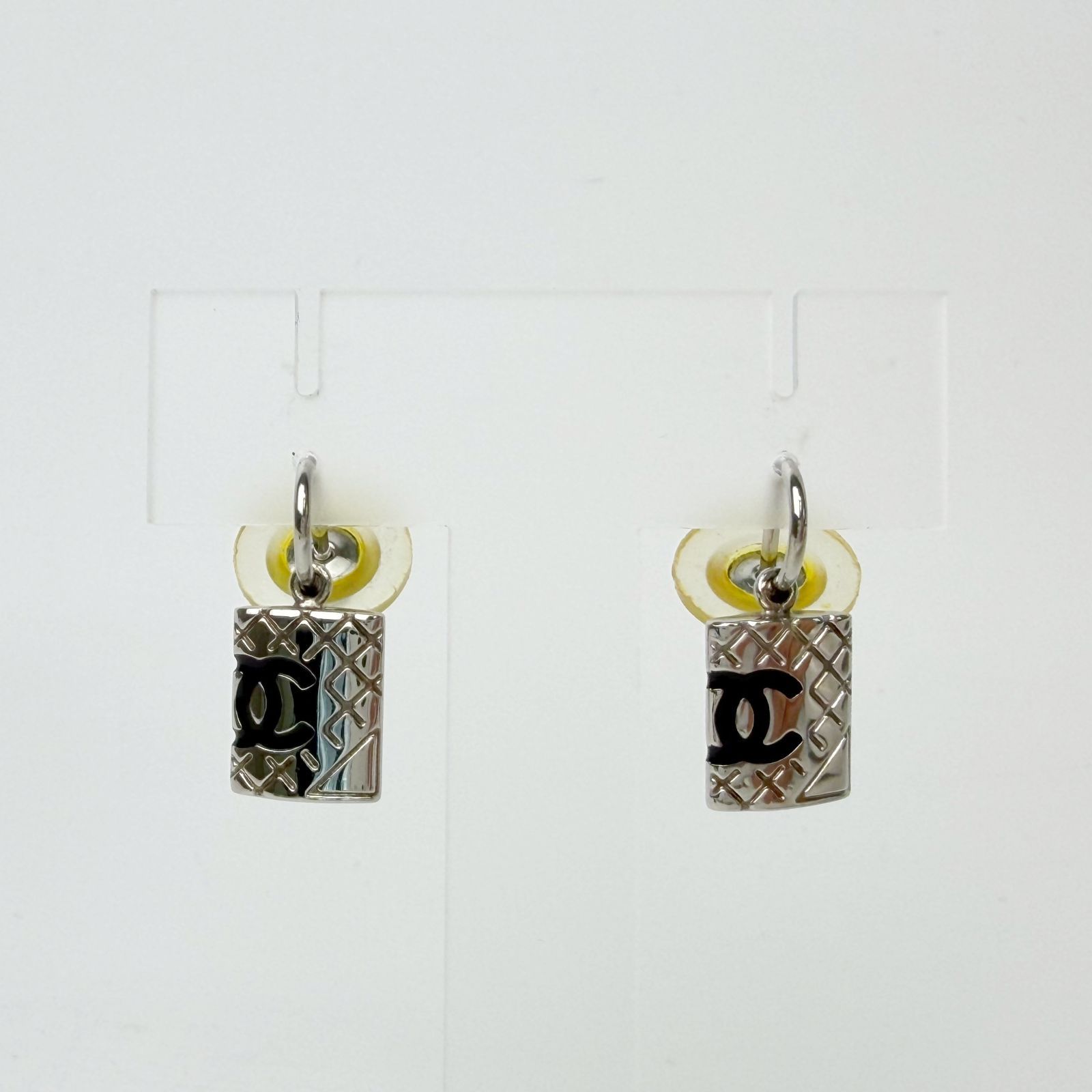 中古】CHANEL シャネル ココマーク キルティング プレート ピアス