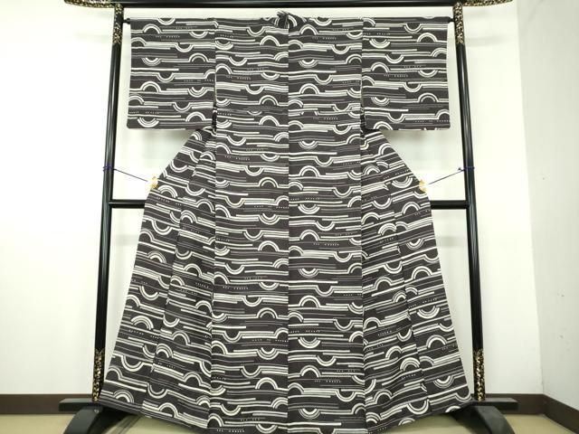 平和屋着物●上質な小紋　ろうけつ染め　変わり間道　正絹　逸品　DABH9712ps